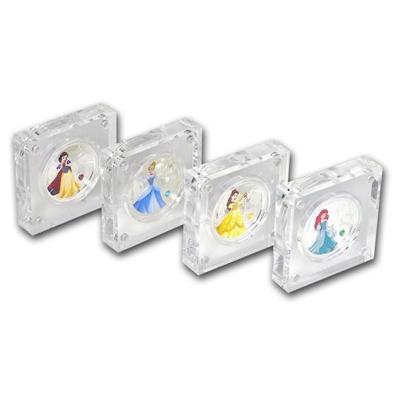 2018-2019 Niue 4-Coin Silver $2 Princess w/ Gem Set (COA 31-50) 2018-2019 Niue 4-Coin Silver $2 Princess w/ Gem Set (COA 31-50)
